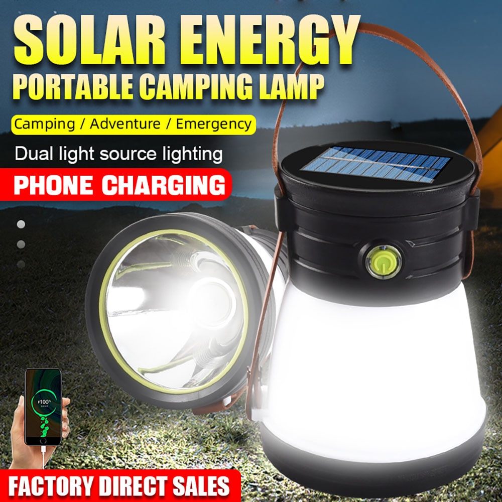 충전식 휴대용 램프 랜턴 배터리 태양 전구 야외 캠핑 텐트 조명, 강력한 손전등 낚시 여행